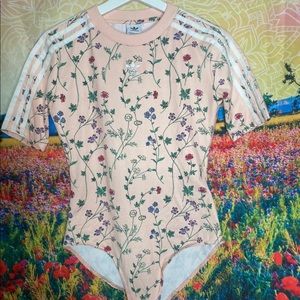 Adidas floral bodysuit peach color medium very cute